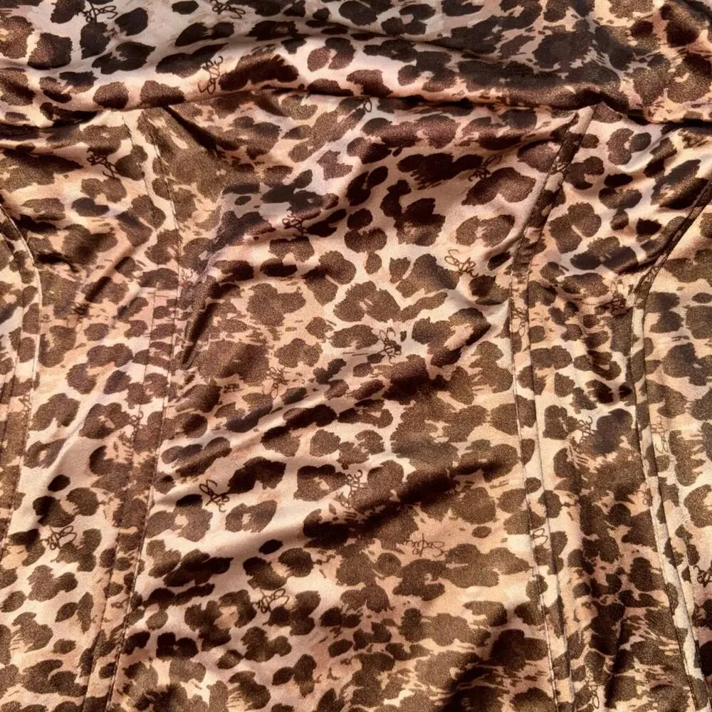 Sofia Intimates Leopard Print Shapewear Bodysuit XXL Satin Corset Style